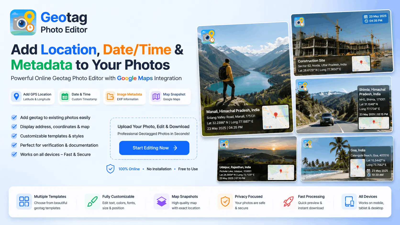 Geotag photo editor online tool